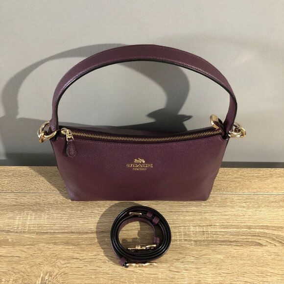 Coach Lewis 80058 Raspberry Crossgrain Leather Shoulder Crossbody Bag - Picture 9 of 16